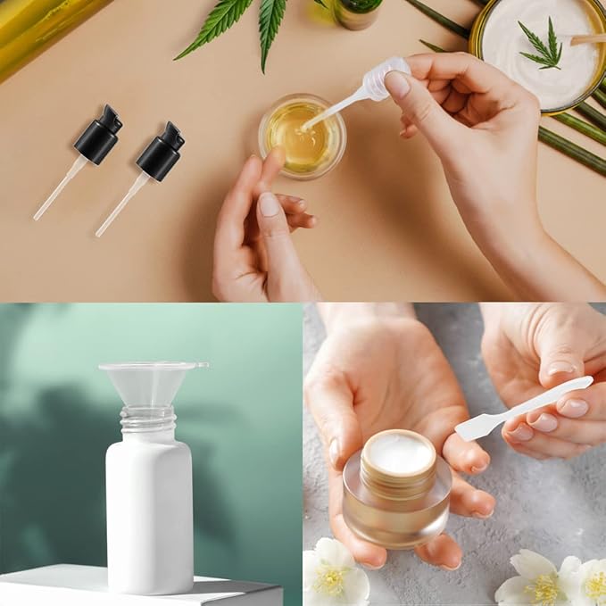 4 Pcs Replacement Foundation Pump Compatible with Maybelline Fit Me Liquid Foundation, Plastic Cosmetic Liquid Foundation Make-Up Pump Replacement Tool(with Spoon, Dropper, Funnel)