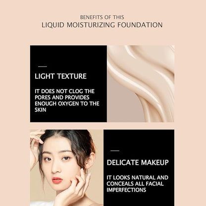 VENZEN Thin Light Concealer Liquid Foundation Waterproof Moisturizing Clear Naked Natural Long-Lasting Soft Texture Rubber Ring Delicate Colors (#02 IVORY (6778))