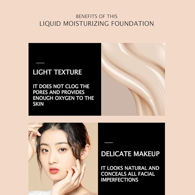 VENZEN Thin Light Concealer Liquid Foundation Waterproof Moisturizing Clear Naked Natural Long-Lasting Soft Texture Rubber Ring Delicate Colors (#01 NATURAL (6761))