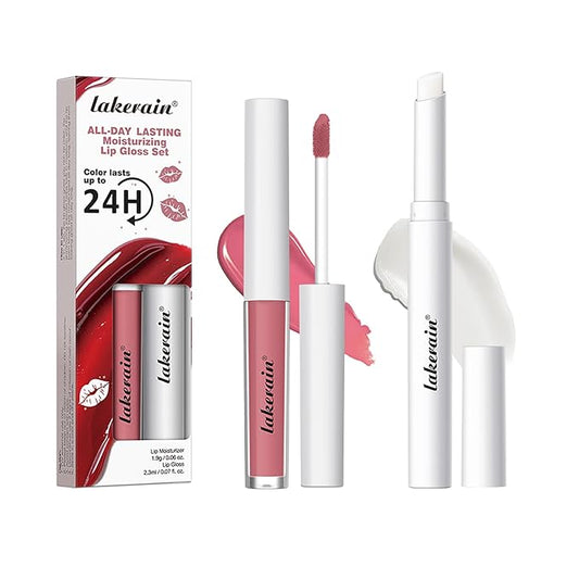 Long Lasting Moisturizing Lip Gloss Set,High Pigmented Lip Stain Hydrating Liquid Lipstick Lip Balm,Waterproof Smooth Shiny Matte Glossy Finish Lip Makeup Kits(#11-Dusty Rose, Pack of 2)