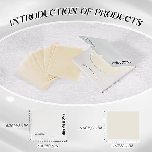 BOROLA Oil Blotting Paper for Face 200 Sheets Replacement Packs, Soft Absorbing Pads for Face Shine Control, Portable Oil Absorbing Tissues for Oily Skin, Design for Men & Women(White)