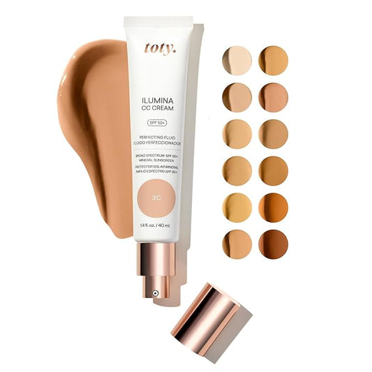 by Sofia Vergara - Ilumina CC Cream SPF 50+ & Ilumina Brush - 100% Mineral Color Correcting Cream + Angled Complexion & Foundation Blending Brush - Tinted moisturizer with spf - 3C Bundle