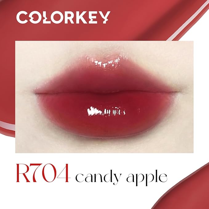 COLORKEY Lip Gloss Mirror Series, Hydrating Lip Gloss with Essential oil, High Shine Glossy Lip Tint, Hydrated & Fuller-looking Lips, Long-Lasting Liquid Lipstick (R704)