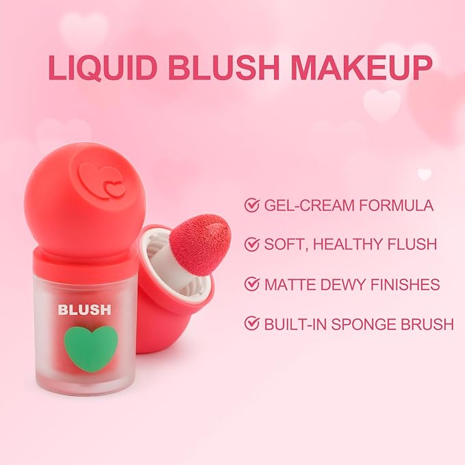 Erinde Liquid Blush for Cheeks, Soft Cream Blush Makeup, Natural-Looking Matte Finish, Lightweight, Long-Wearing, Vegan & Cruelty-Free, 01