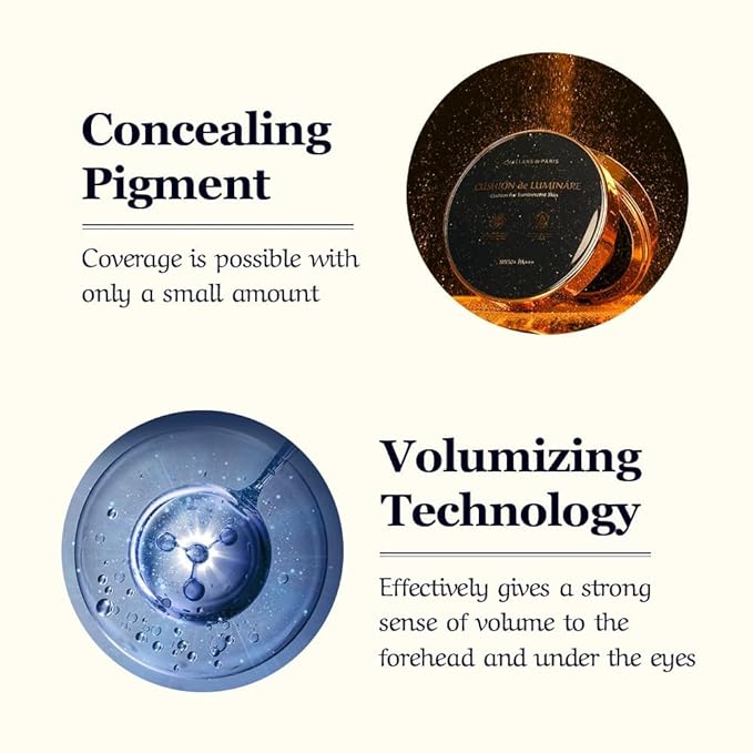 [CHALLANS de PARIS] Cushion de Lumináre Cream Foundation – Radiant Glow, Full Coverage, Long-Lasting Wear, Premium Formula, Smooth Finish, Volume, 23 Medium Beige, 0.53 oz