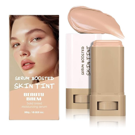 Foundation Stick Beauty Balm Serum, Boosted Skin Tint Contour Stick Moisturizing, Contourable Medium to Full Coverage for Women, Multi-Function (05)