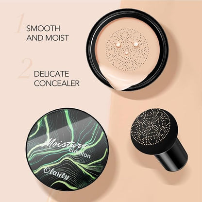 Mushroom Head Air Cushion CC Cream Foundation, Moisturizing Concealer BB Cream Nude Long Lasting Matte CC Cream Makeup Liquid Foundation (1pcs Nude)