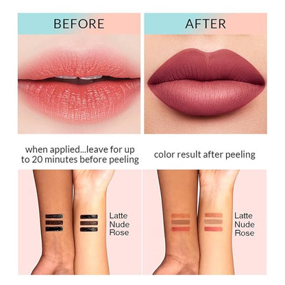 Waterproof Peel-Off Lip Liner Stain - Long-Lasting, Non-Stick, Vivid Color, Creamy Texture, Moisturizing, and Enhances Complexion for All Skin Types (Rose, 1pc)
