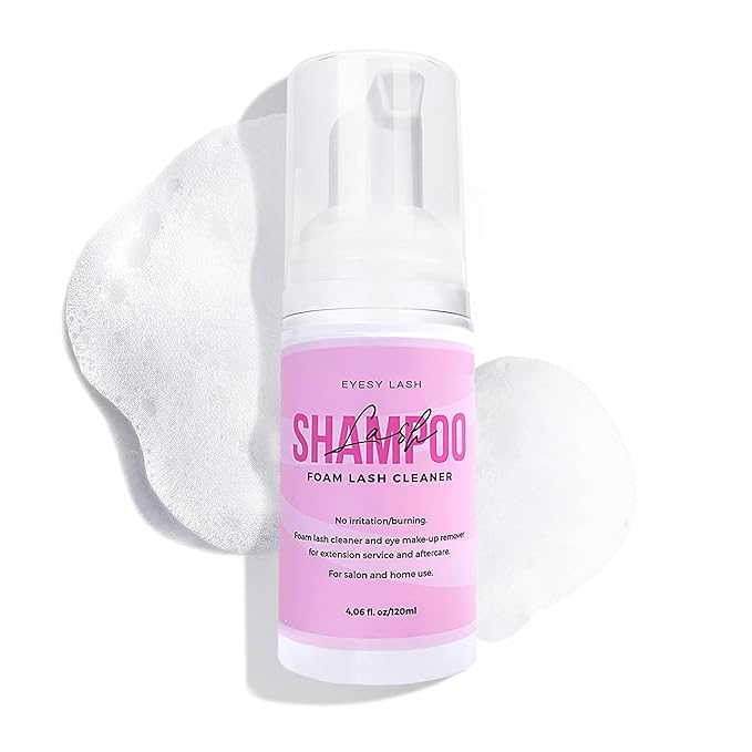 Large 120ml Lash Shampoo for Eyelash Extensions - Eyesy Lash Cleanser Gentle Foam Cleaner for Extensions, Clusters, Natural Eyelashes, Eye Makeup Remover Sulfate-Free Supply for Salon and Home Use
