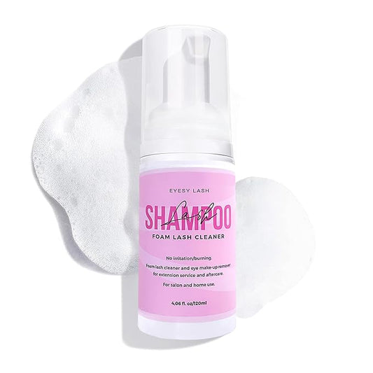 Large 120ml Lash Shampoo for Eyelash Extensions - Eyesy Lash Cleanser Gentle Foam Cleaner for Extensions, Clusters, Natural Eyelashes, Eye Makeup Remover Sulfate-Free Supply for Salon and Home Use