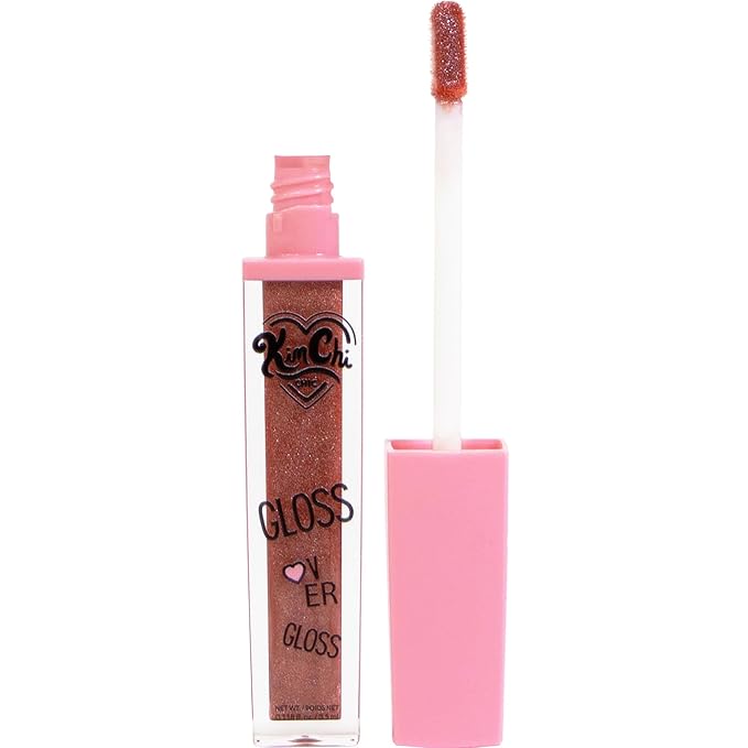 Kimchi Chic Gloss Over Gloss, Shimmery Micro-Sparkle Lip Gloss To Wear Alone Or Over Lipstick, Fragrance-Free Luscious Lip Balm, Mauve With Red Undertones, 04 Nectar, 0.35ml