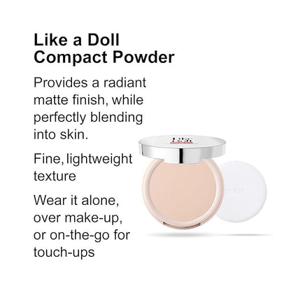 PUPA Milano Like A Doll Compact Powder - Creamy, Radiant Pressed Formula - Conceal And Blur Imperfections - Buildable Coverage Delivers Perfect Finishing Touch Of Color - 002 Sublime Nude - 0.07 Oz