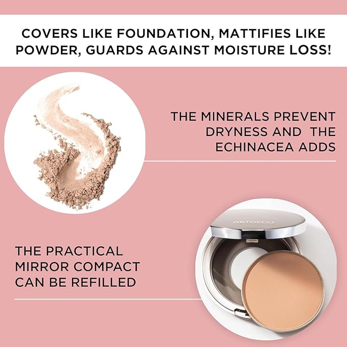 ARTDECO Hydra Mineral Compact Foundation - fresh beige N°70 - Hydrating loose powder compact for a soft matte finish - good coverage without a mask-like effect - refillable - makeup - 0.35 Oz