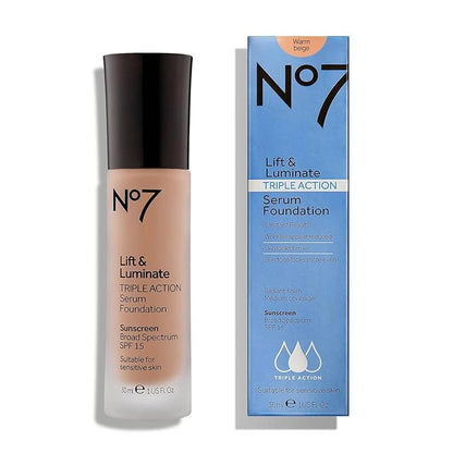 No7 Lift & Luminate TRIPLE ACTION Serum Foundation - Warm Beige