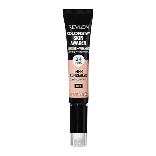 Revlon ColorStay Skin Awaken 5-in-1 Concealer, Lightweight, Creamy Longlasting Face Makeup with Caffeine & Vitamin C, For Imperfections, Dark Circles & Redness, 002 Universal Brightener, 0.27 Fl Oz