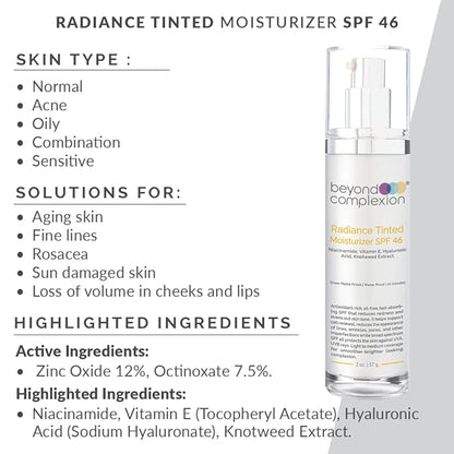 Radiance Tinted Moisturizer SPF 46 - Oil-Free Tinted Moisturizer that Adapts to Your Skin Color to Enhance Skin Tone with Long-Lasting Hydration