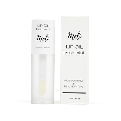 MÈLI Organic Lip Oil with Hyaluronic Acid | Clear Non-Sticky, Natural Lip Gloss, Moisturizing, Revitalizing and Rejuvenating (Fresh Mint)