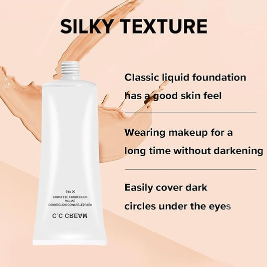2Pcs CC Cream Skin Tone Adjusting with SPF 50, Complete Correction Active Formula, 30ml (Ivory, 2Pcs)