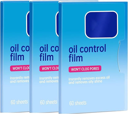 3 Packs Oil Blotting Papers for Face (180 Sheets) - Oil Absorbing Blotting Sheets for Oily Skin, Makeup-Friendly & Portable Oil Wipes