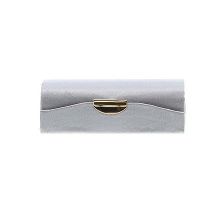 Motique Accessories Silver Solid Satin Ladies Lipstick Case With Mirror Purse Holder Set of 2