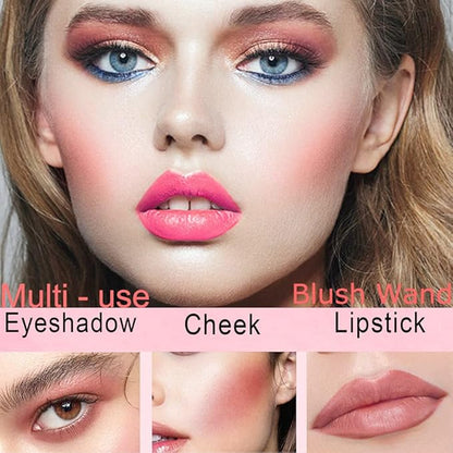 Matte Dewy Liquid Blush, Silky Smooth Cream Soft Blush Stick Natural Matte Finish, Long-Lasting Waterproof and Sweat proof Blush Stick Makeup for Cheek Lip eye, Cruelty-free,01 Pink