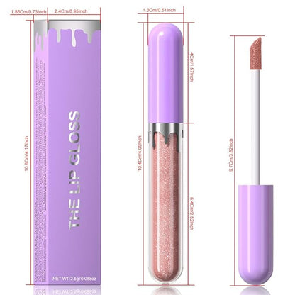Glitter Liquid Lip Gloss,Beige Shimmer Lipstick, Waterproof Shimmer Lip Stain Lip Glaze, High Shine Long Lasting Shiny Lip Color Makeup 07#