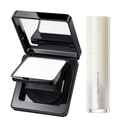 Oil Control Face Pressed Powder Compact 01 and 3D Liquid Highlighter 01, Face Cosmetics Kit, 2Pcs