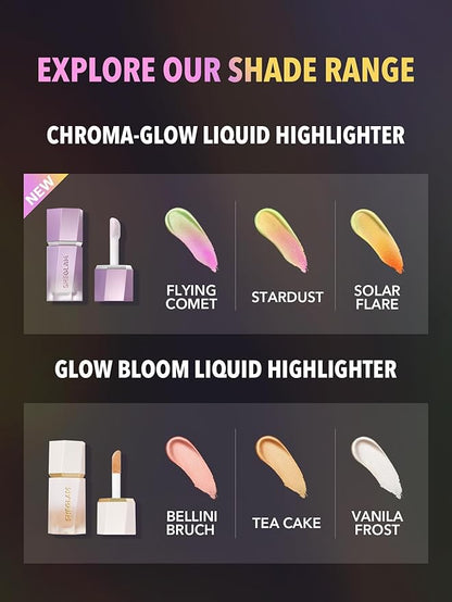 SHEGLAM Chroma-Glow Bloom Liquid Highlighter Color Changing Gel Cream Multichrome Highlighter High-Shine Finish Long Wear Brightening Non-Caking-Flying Comet