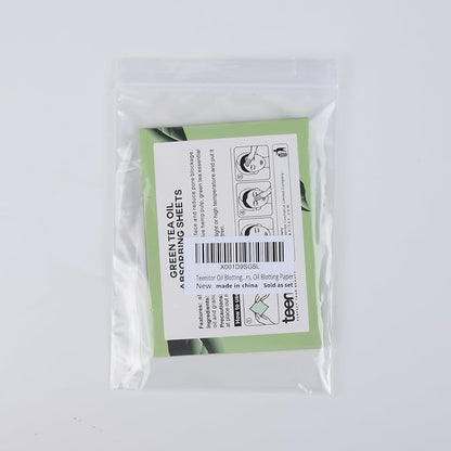 Teenitor Oil Blotting Sheets for Face, 100 Sheets Green Tea Oil Absorbing Tissues Paper, Large 10cmx7cm Oil Blotters