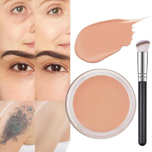 Kaely Pot Concealer Full Coverage Set, Under Eye Brightener Color Correcting Concealer for Dark Circles, Waterproof Foundation Face Makeup Brush Kit, Eye Ring Corrector de ojeras, 03 NETURAL