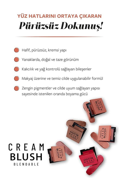 Cream Blush 46 | Fresh | Healthy & Natural Look | Ligh Weighted Formula | Sebum Control Richly Pigmented | Easily Blendable | Long Lasting | Semi Matte | 0.18 oz.