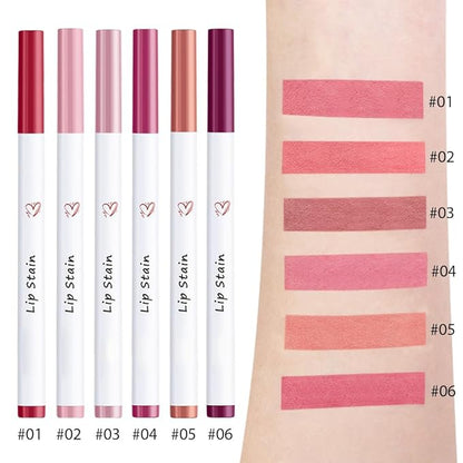 Rose Pink Matte Lip Tint Stain Marker Pen,2in1 Liquid Lipstick & Lip Liner Pencil,Long Lasting Waterproof,Ultra-Pigmented & Waterproof, 24 Hour Lip gloss for Women, Vegan & Cruelty-Free, 06