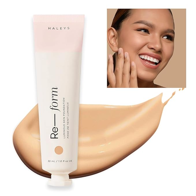 HALEYS Re-form Luminous Skin Foundation, VEGAN + CRUELTY-FREE, Blurs, Conceals, Blendable, Buildable Med-to-Full Coverage, Weightless, Oil-free, All-Day Wear, Hyaluronic Acid, All skin types (4.25)