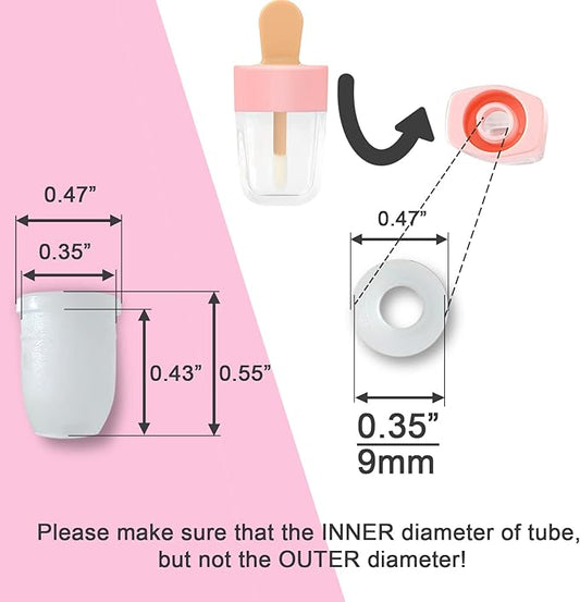 Rubber Inserts for Lip Gloss Tubes, Leakproof Clear Lip Glaze Tube Plugs, Reusable Stoppers for Mascara dnd Eyeliner Tubes, Bulk 9mm/0.35-0.36 Inch Cosmetic Insert, 15 pcs