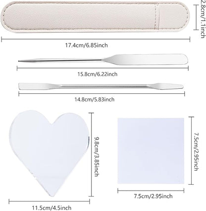 Cobahom 7PCS Acrylic Makeup Mixing Palettes Non-Crack Makeup Tray with Metal Spatulas, Disposable Nail Palette Papers for Foundation Eye Shadow Nail Polish Pigment Blending (Transparent)