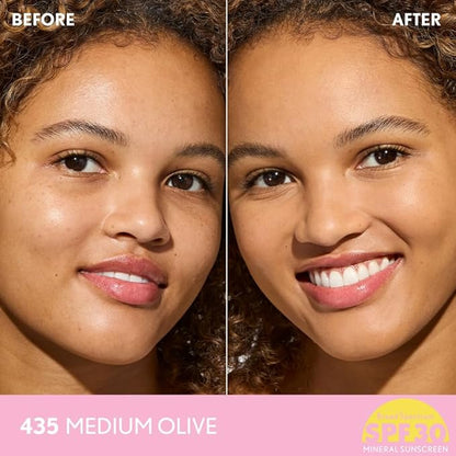 COVERGIRL Clean Fresh Blurring Skin Tint with SPF 30, 435 Medium Olive, Liquid Foundation, Soft Matte Finish, Smooths, Brightens, Blurs Pores, Mineral Sunscreen, Vegan Formula