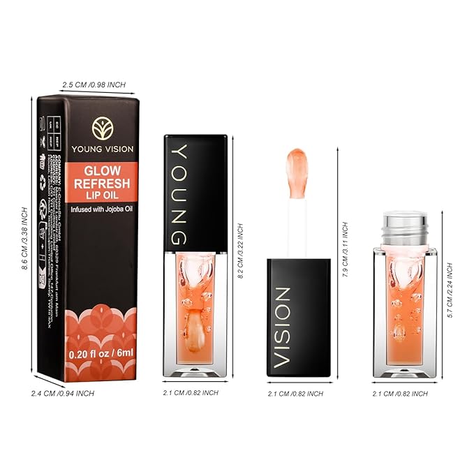 YOUNG VISION Lip Glow Oil, Lip Gloss with Jojoba Seed Oil, Moisturing and Plumping,0.20 fl oz(Pack of 1)