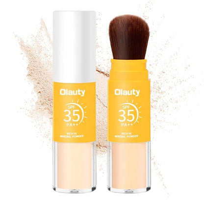 Brush On Mineral Sunscreen Powder, SPF 35 Face Powder Scalp Sunscreen, Natural Setting Powder Makeup, Face Sunblock Travel Size, Oil Control, Breathable for All Skin (Medium, 1 pc/0.28 Ounce)