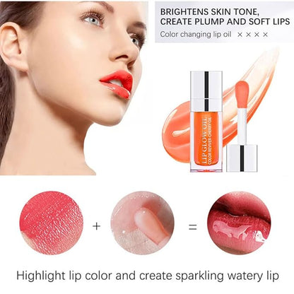 Plumping Lip Oil, Hydrating Lip Gloss Tinted Lip Balm, Long Lasting Nourishing Lip Glow Oil Non-sticky Big Brush Glitter Primer Lip Tint (RASPBERRY)