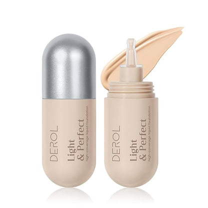 Liquid Foundation Makeup Medium Coverage, Lightweight Flawless Finish Foundation, Improves Uneven Skin Tone, Nude 1.26 Fl Oz,2#