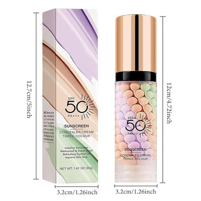 3 In 1 Primer for Face Before Makeup, SPF 50 Sunscreen Isolation Cream, One Step Color Corrector Face Primer, Oil Control & Moisturizing Skin Tone Correcting Hydrating Makeup Base (Purple, 01)