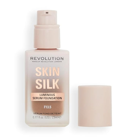 Revolution, Skin Silk Serum Foundation, Light to Medium Coverage, Lightweight & Radiant Finish, Contains Hyaluronic Acid, F13.5 Dark Skin Tones, 0.77 fl oz