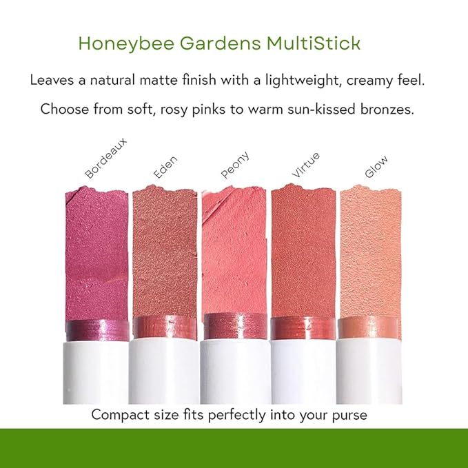 Honeybee Gardens Color Within Reach MultiStick, Peony, Soft Neutral Pink, Multipurpose Makeup, Natural Glow, Easy Application, Vegan, Cruelty-Free, Net Wt. 0.2 oz