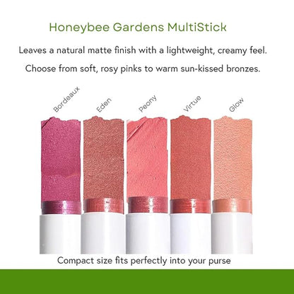 Honeybee Gardens Color Within Reach MultiStick, Peony, Soft Neutral Pink, Multipurpose Makeup, Natural Glow, Easy Application, Vegan, Cruelty-Free, Net Wt. 0.2 oz