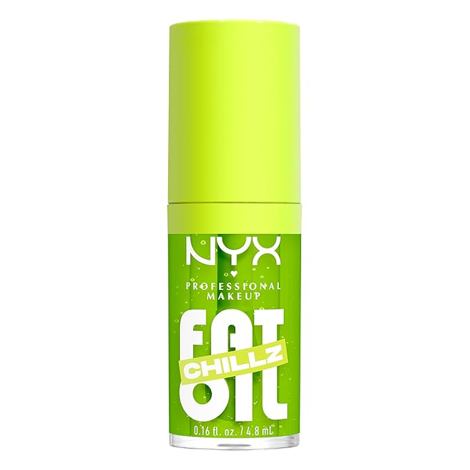 NYX PROFESSIONAL MAKEUP Fat Oil Chillz, Moisturizing, Shiny and Vegan Tinted Lip Gloss - Kiwi Freeze (Sheer Green)