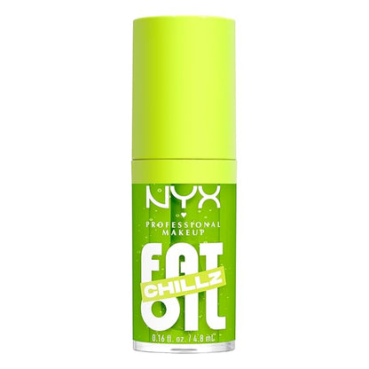 NYX PROFESSIONAL MAKEUP Fat Oil Chillz, Moisturizing, Shiny and Vegan Tinted Lip Gloss - Kiwi Freeze (Sheer Green)
