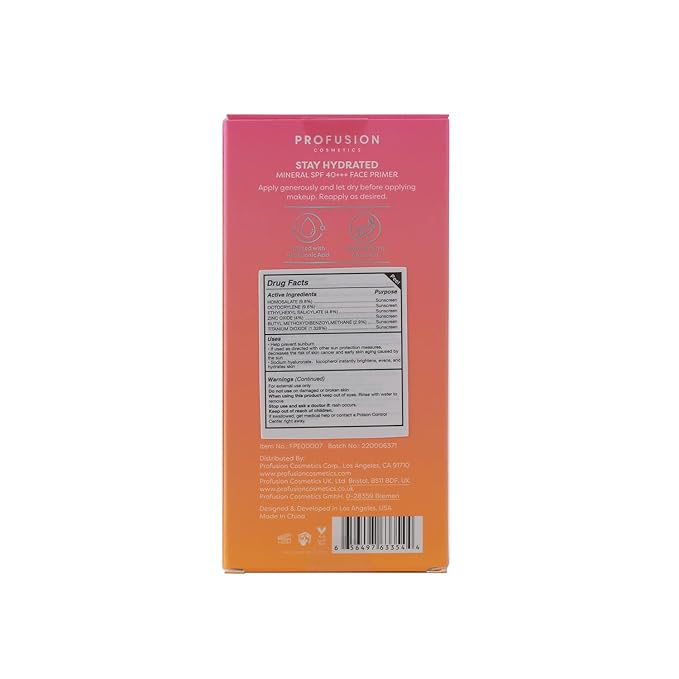 Profusion Cosmetics It's a Vibe Stay Hydrated Face Primer, Vegan & Cruelty-Free Makeup with Broad-Spectrum Sunscreen, Long-Wearing Formula and UVA Protection