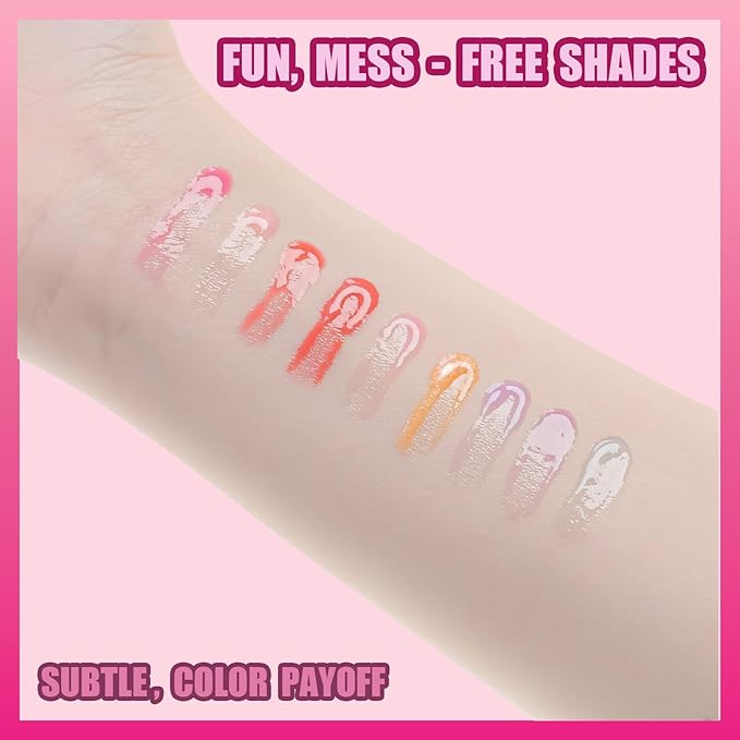 Townley Girl Barbie Lip Gloss with Acrylic Stand for Storage and Display, Plant Based Lip Gloss, Perfect for Parties, Sleepovers, Makeovers, Birthday Gift for Girls, Age 3