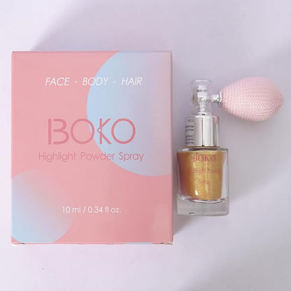 Boko Highlighter Powder Spray, Cosmetic Body Shimmer Spray High Gloss Diamond Highlight Glitter Powder Makeup Sparkle Glitter Hairspray Christmas Rave Accessories for Women Face Paint Hair Clothes