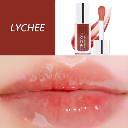 Plumping Lip Oil, Hydrating Lip Gloss Tinted Lip Balm Transparent Lip Care, Big Brush Head Glitter Shine, Long Lasting Nourishing Non-sticky Fresh Texture